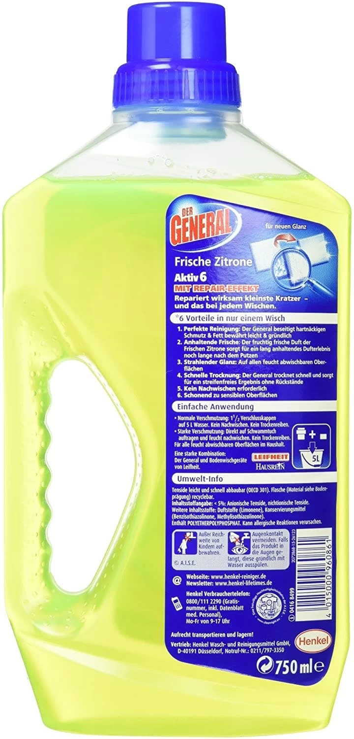 Der General Universal Frische Zitrone Allzweckreiniger 750 Ml Reiniger 6 Der General Universal Frische Zitrone Allzweckreiniger 750 Ml Reiniger – Bild 6