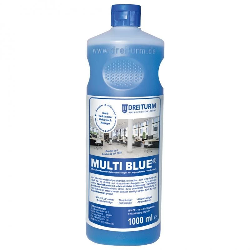 Dreiturm Multi Blue Mit Angenehmem Frischeduft Multifunktionaler Mehrzweck-Reiniger 1 L Flasche 1 Dreiturm Multi Blue Mit Angenehmem Frischeduft Multifunktionaler Mehrzweck-Reiniger 1 L Flasche