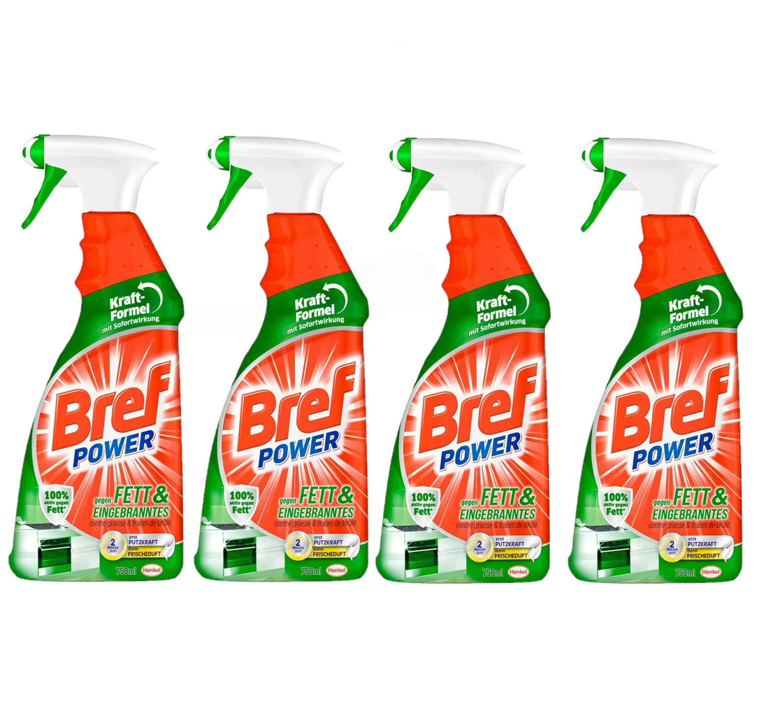 Bref Power Fett Eingebranntes Fettlöser Küchen Reiniger 4x750 Ml Sprühflasche 1 Bref Power Fett Eingebranntes Fettlöser Küchen Reiniger 4x750 Ml Sprühflasche