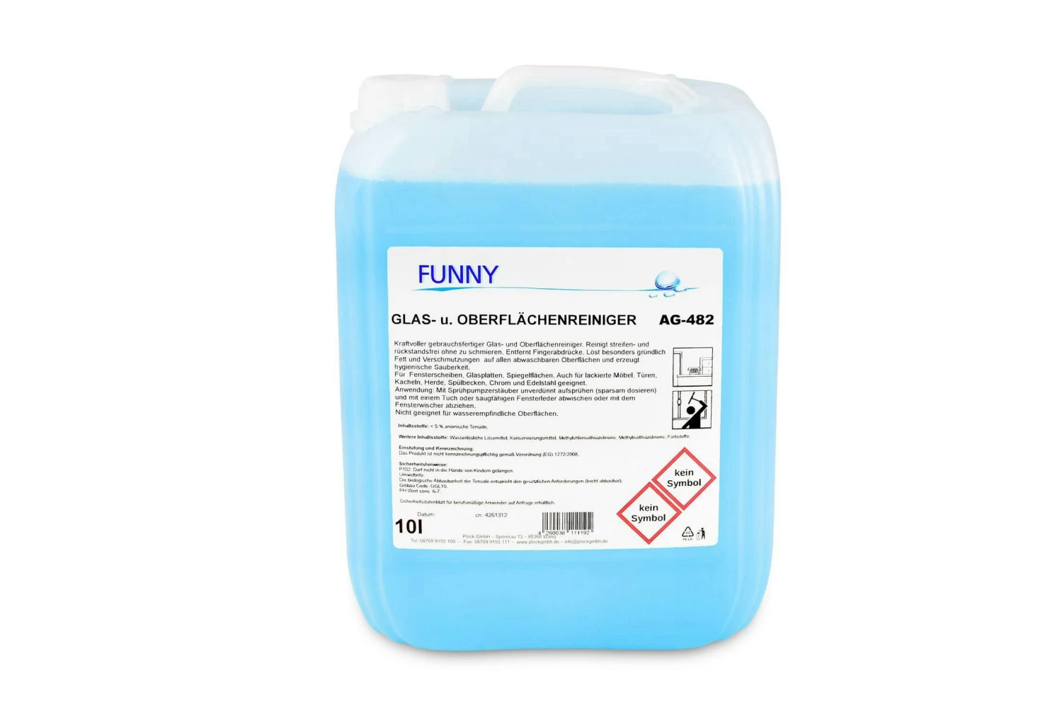 Funny Glas- Und Oberflächenreiniger, 1 Liter Flaschen, 12 L In 12 Rundflaschen 2 Funny Glas- Und Oberflächenreiniger, 1 Liter Flaschen, 12 L In 12 Rundflaschen – Bild 2